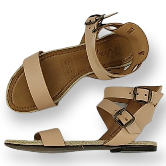 Wrap Shoes - Wrap Italian Leather Espadrilles Italian Made Buckle & Strap Flat Sandals Size 8